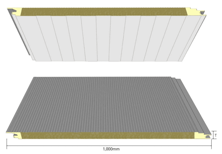 PU Sealed Rock Wool Sandwich Panel Supplier China — Wall Panel Cross Section